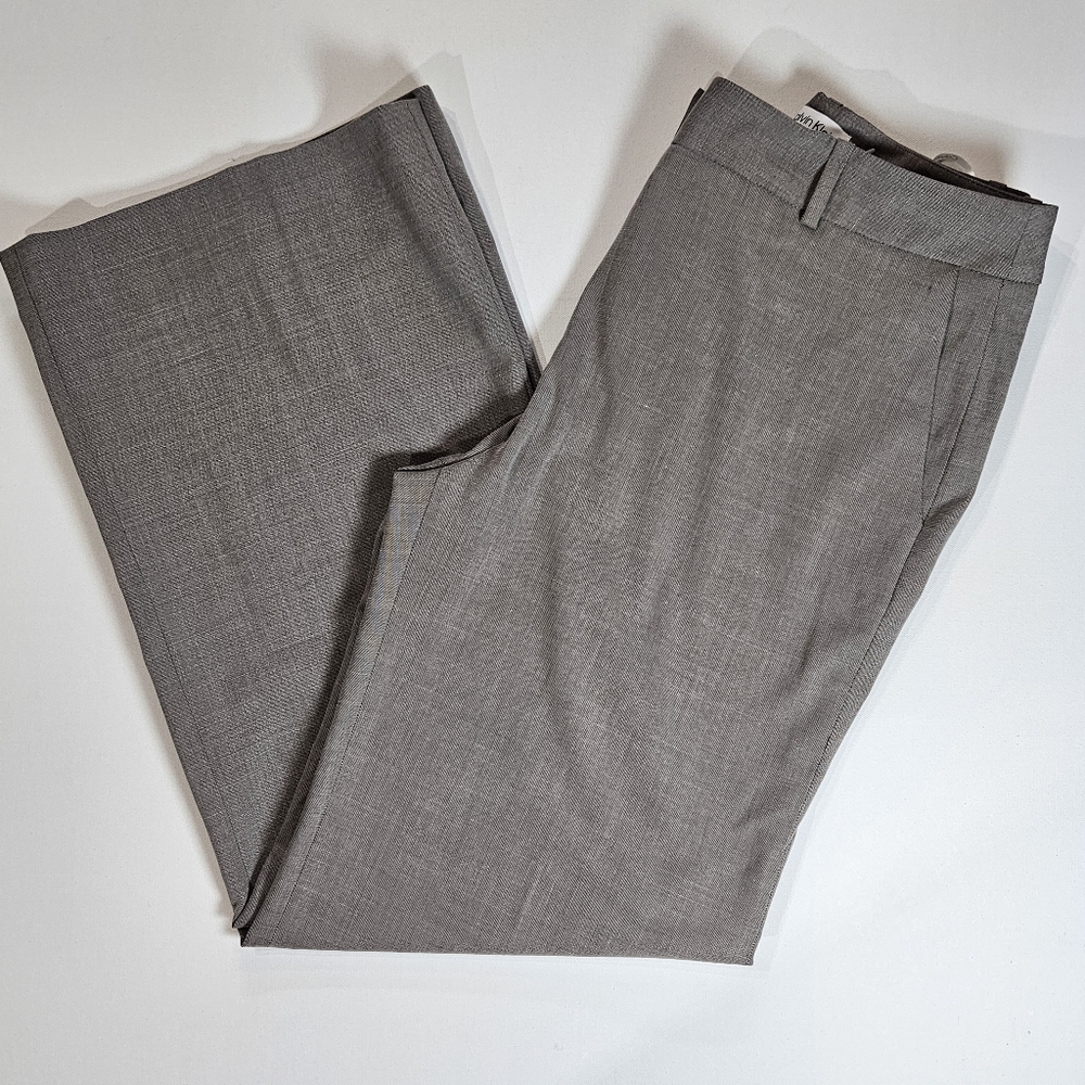 Calvin Klein Womens Dress Pants Size 6 Light Brown Wide Leg‎ High Rise Trousers